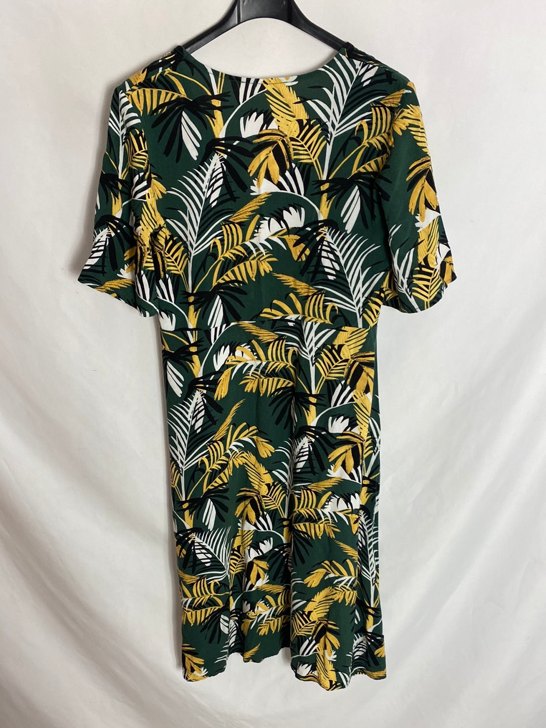 MANGO. Vestido midi palmas T.XS