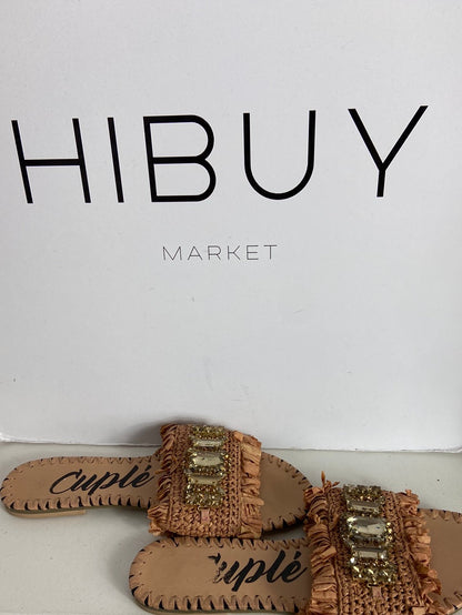 CUPLÉ. Sandalias beige detalle pedrería T.38