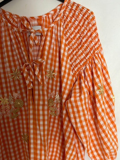 INNIKA CHOO. Vichy check dress with puff sleeves. YOU (S/M