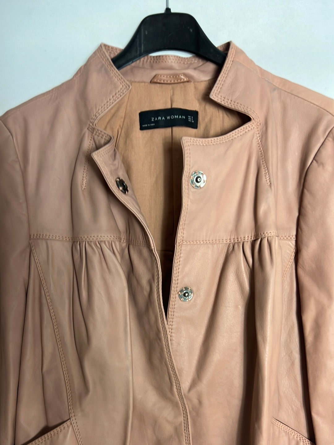 ZARA. Pale pink leather jacket. TS (Tara)