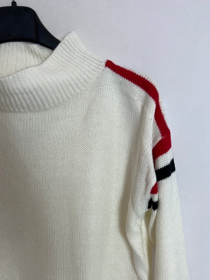 EASY WEAR. Jersey beige rayas hombros. T L