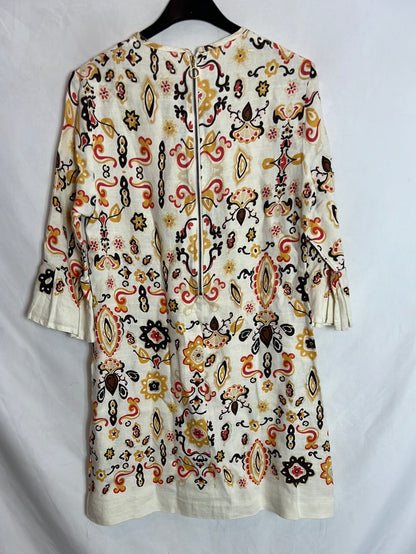 MANGO. Vestido lino flores T.s