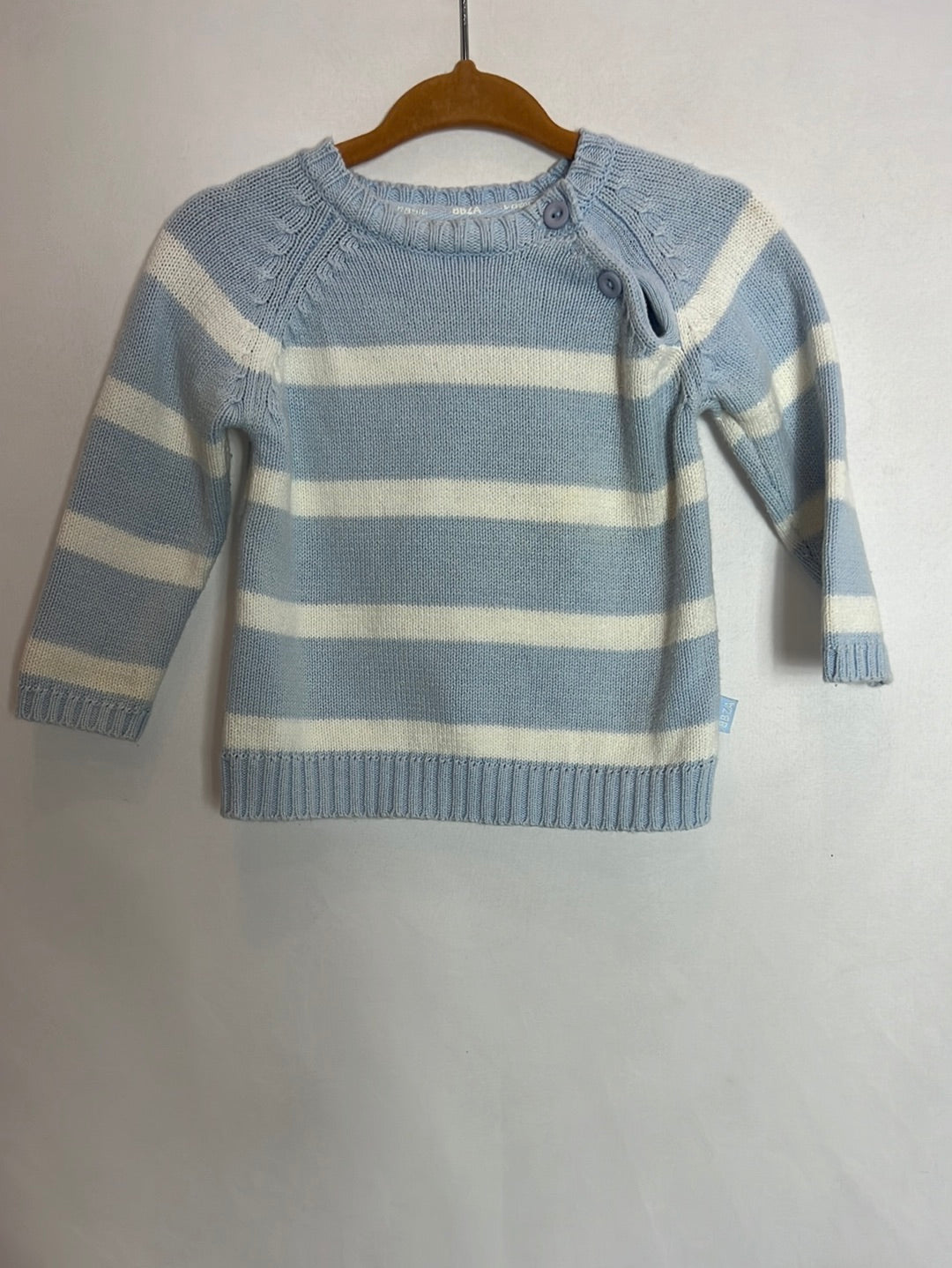ZARA. Blue striped knit sweater, size 3-6 months