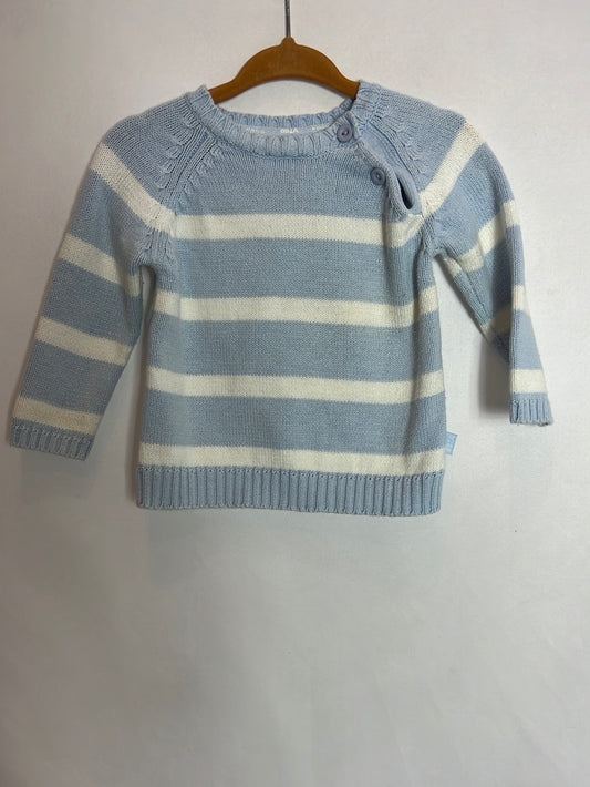 ZARA. Blue striped knit sweater, size 3-6 months