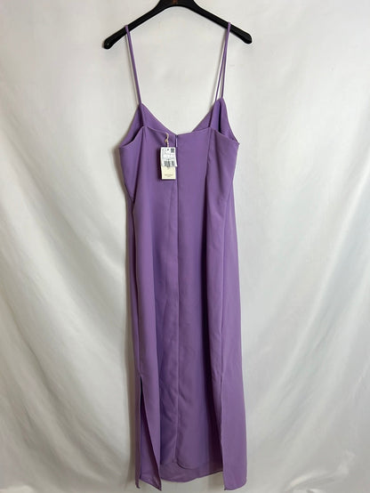 MANGO. Vestido midi recto morado. T S