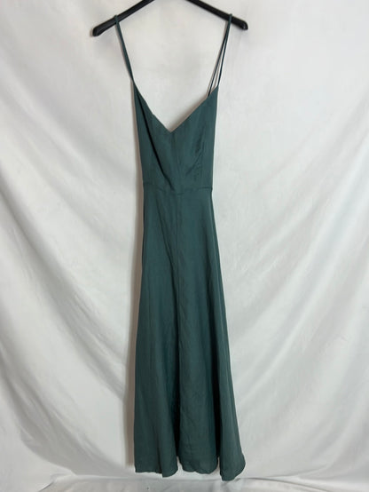OYSHO. Blue linen dress with open back. TS