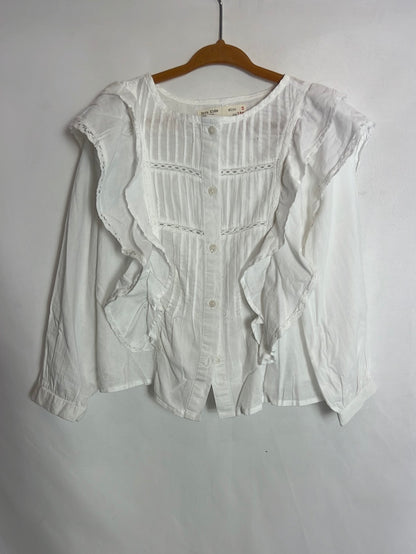 ZARA. White ruffled girls' blouse. Size 5 years