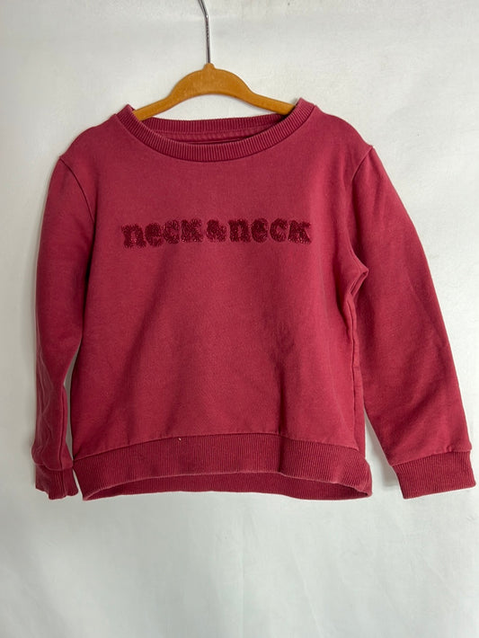 NECK&amp;NECK. Dark pink sweatshirt with textured logo. Size 3 years.