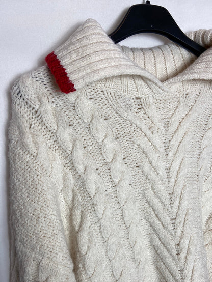 MANGO. Jersey tejido 8 blanco . T.XS