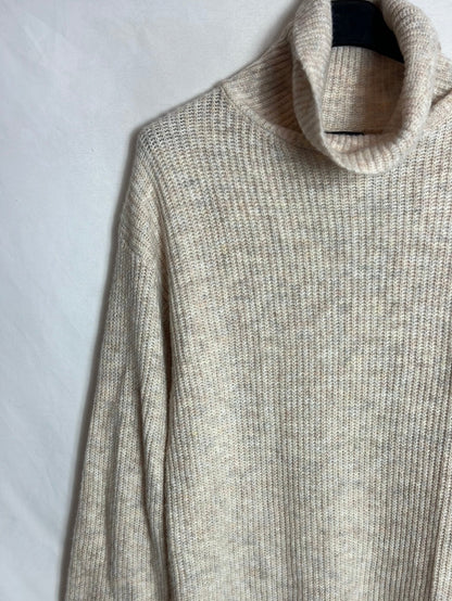 MOTF. Vestido punto beige T.s