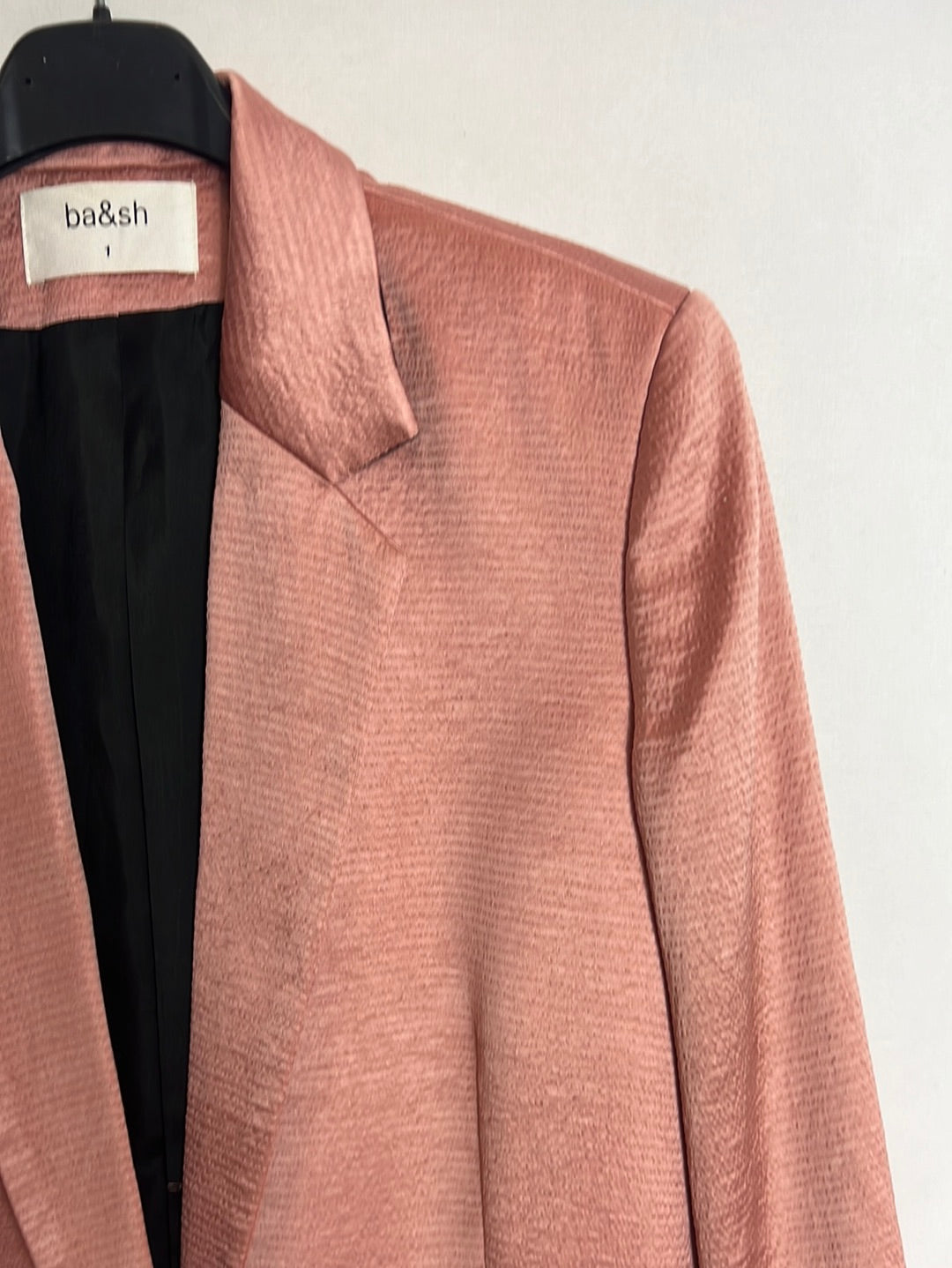 BA&amp;SH. Pink satin blazer with black buttons. Size 1 (S)