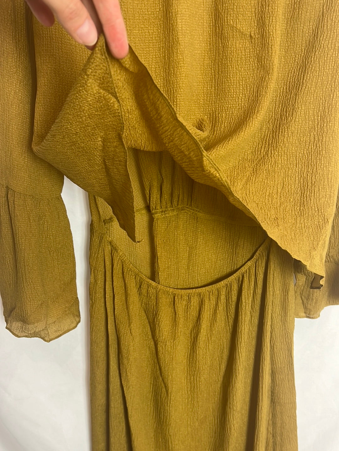 INTROPIA. Mustard open dress, size 38