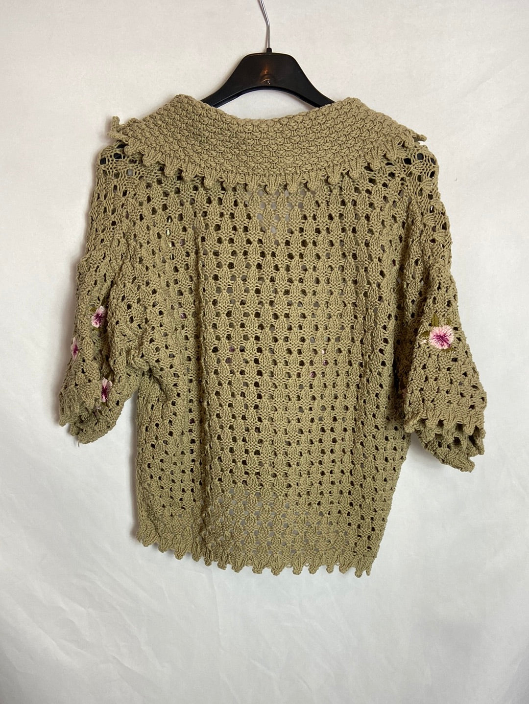 MANGO. Crochet polo top. Size XS