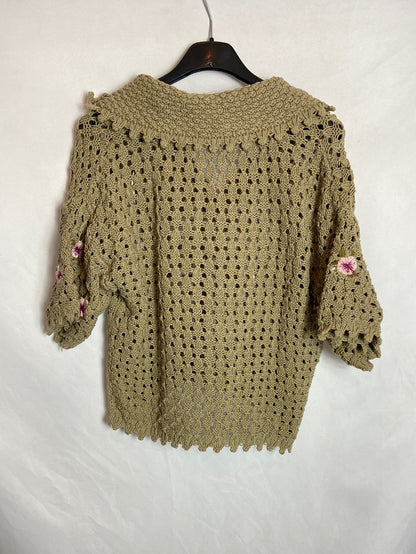 MANGO. Crochet polo top. Size XS