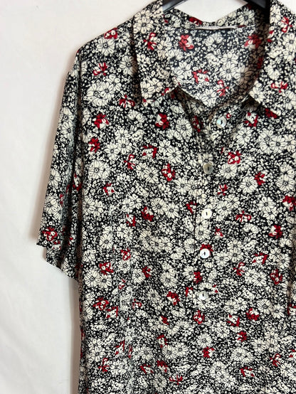 VIOLETA BY MANGO. Vestido midi flores fluido. T XL