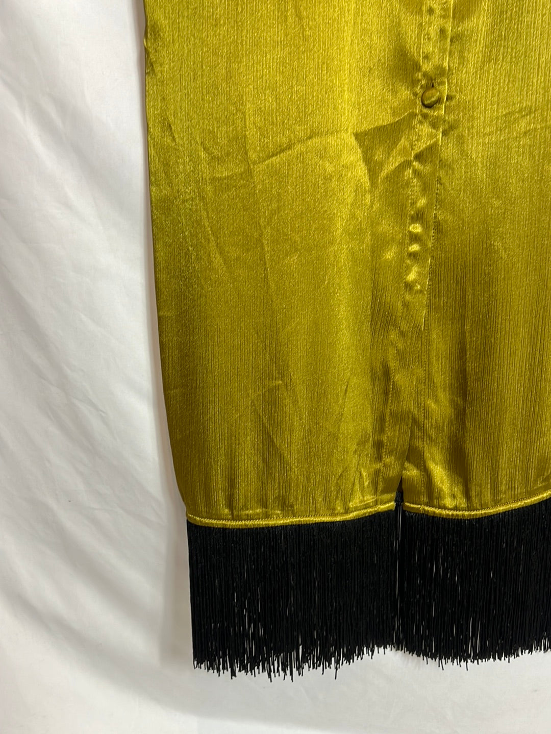 PRIMARK. Vestido midi camisero flecos. T XS