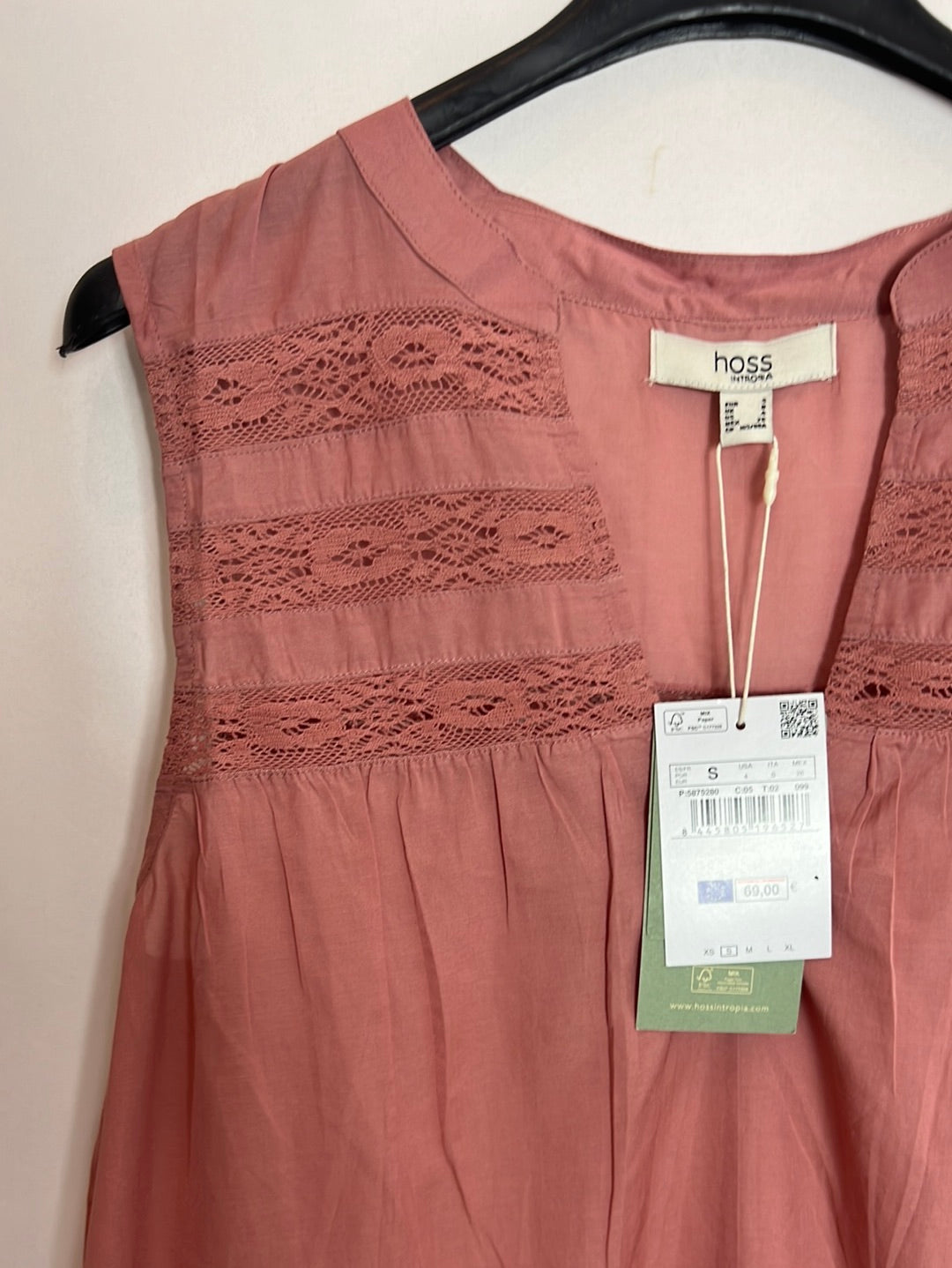 INTROPIA. Pink lace sleeveless blouse. TS