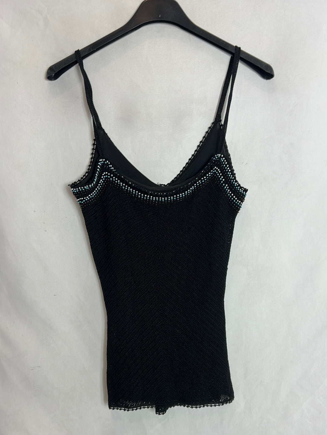 DON ALGODÓN. Black beaded knit top, size 38
