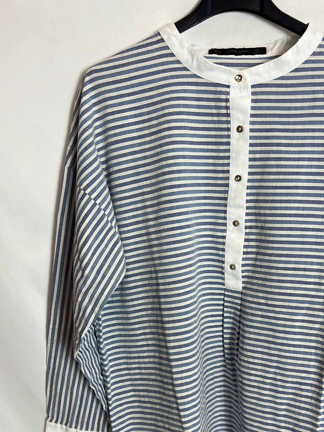 ZARA. Long blouse/dress with stripes and mandarin collar. TL