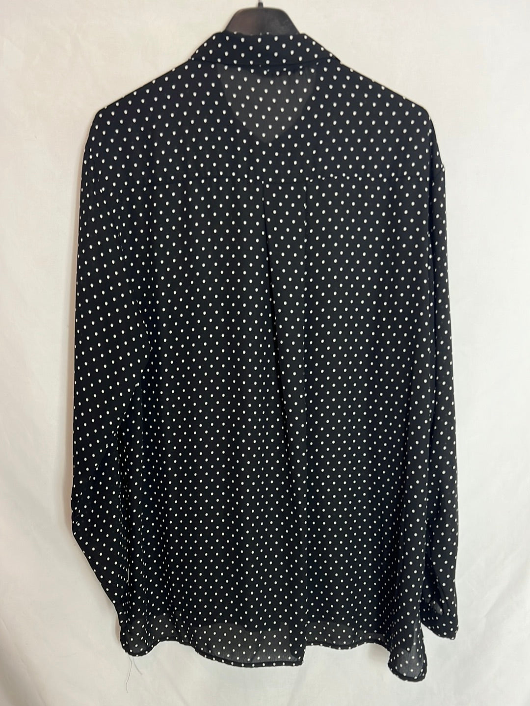 ZARA. Black blouse with white polka dots and pockets. Size XL