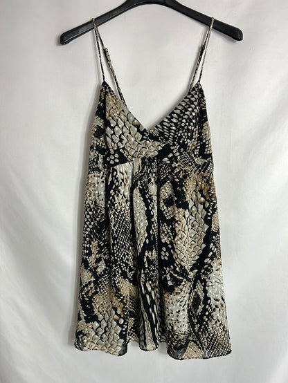 ZARA. Vestido corto animal print textura. T S