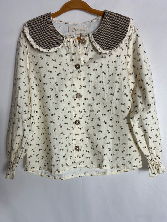 LOLA LIKES. Light beige floral blouse. Size 4 years.