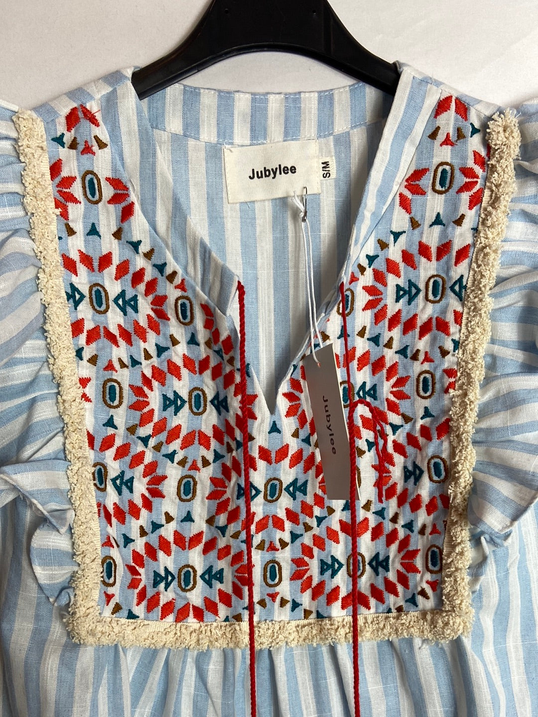 JUBYLEE. Striped embroidered top TS/M