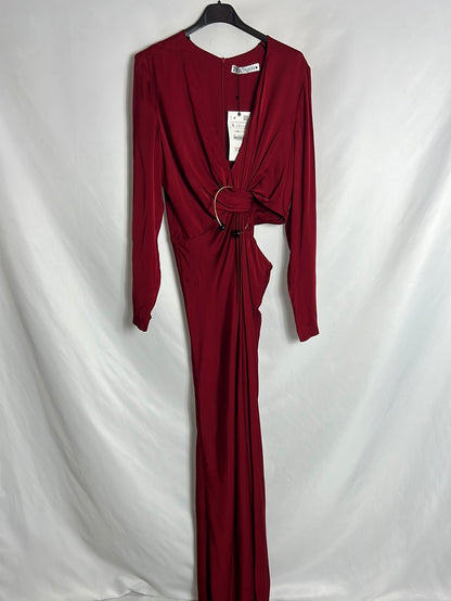 ZARA. Vestido largo satinado asimétrico. T S