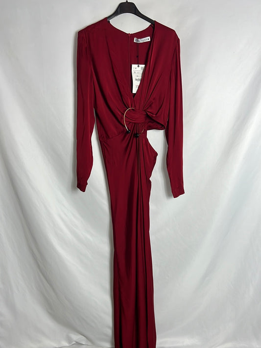 ZARA. Vestido largo satinado asimétrico. T S