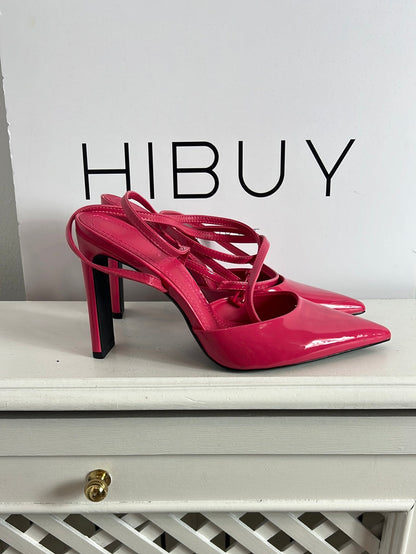 BERSHKA. Pink open-heeled shoes. Size 39