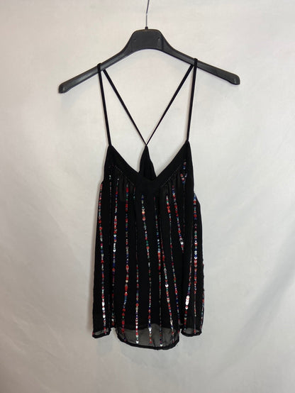 MANGO. Top asimétrico lentejuelas. T.S