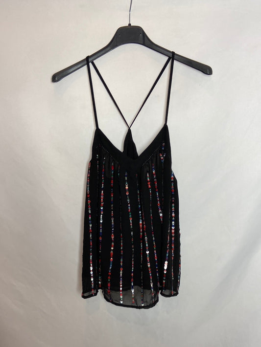 MANGO. Top asimétrico lentejuelas. T.S