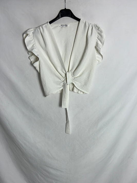NEW COLLECTION. Top blanco corto arandela. T M
