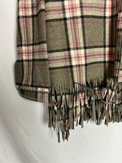 ZARA. Checked jacket with fringes. TL