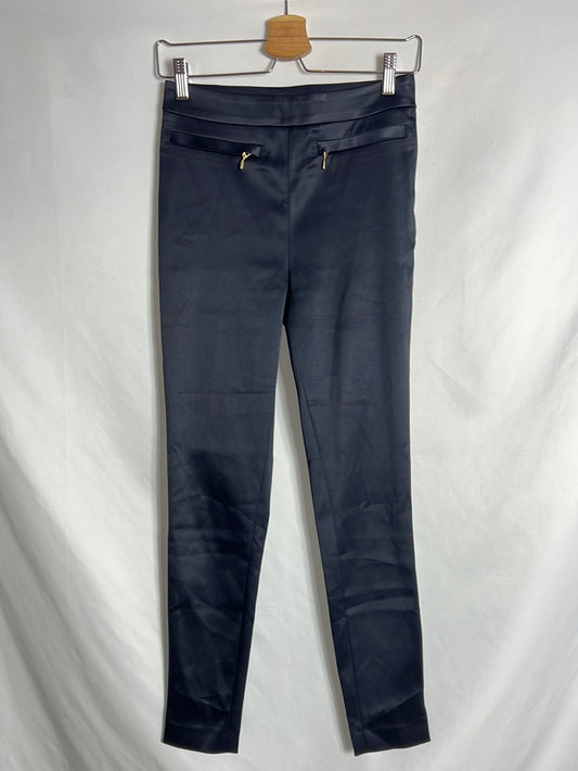 H&amp;M. Blue satin skinny pants S 34