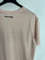 ZADIG&VOLTAIRE. Camiseta rosa slogan. TU (M)