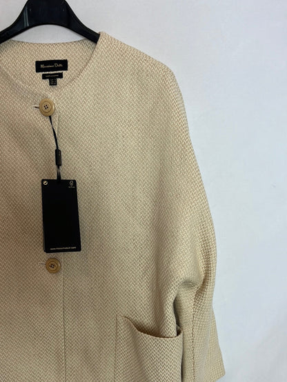 MASSIMO DUTTI. Abrigo/chaqueta fino beige textura. T S