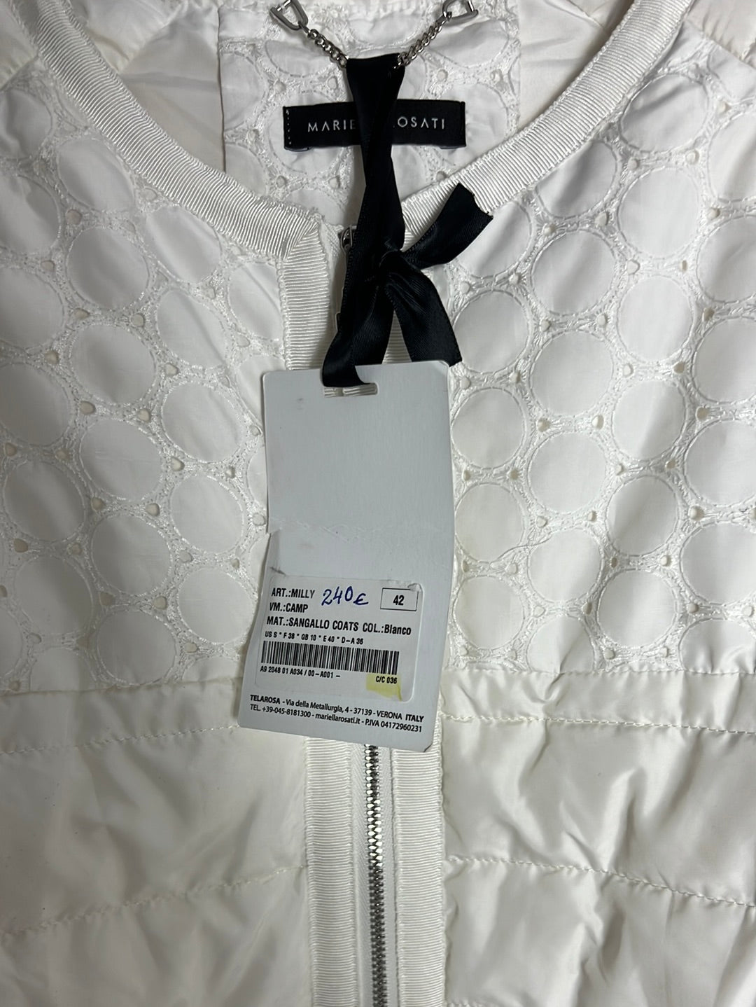 MARIELLA ROSATI. Plumifero doble textura blanco. T 38