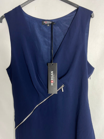 MORGAN. Vestido azul cremallera. T 42