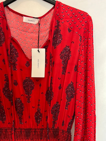 SITA MURT. Long red printed dress. Size 38