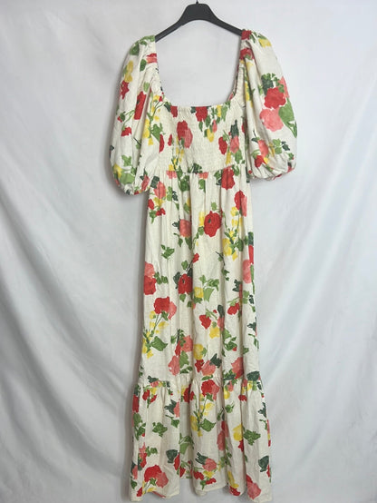 SEZANE. Vestido largo flores T.36