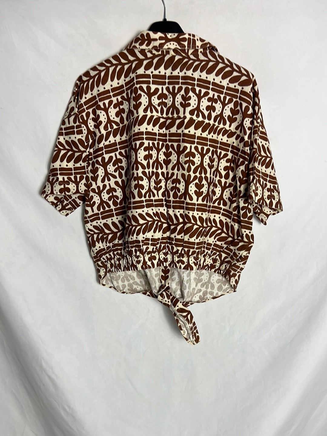 ZARA. Printed linen short-sleeved shirt. TS