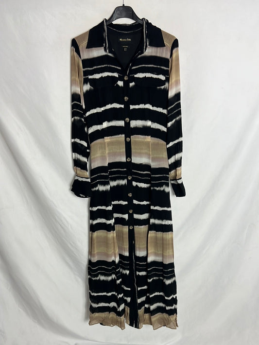 MASSIMO DUTTI. Long tie-dye shirt dress. Size 36