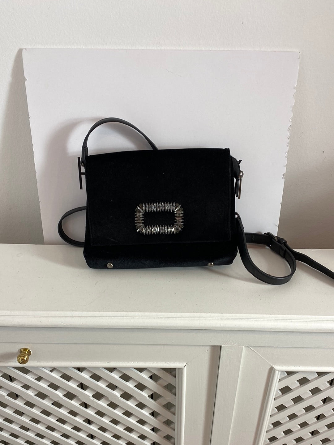 TOM&amp;EVA. Black velvet shoulder bag.