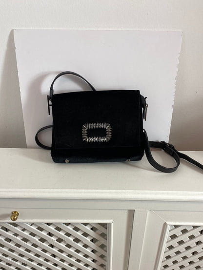 TOM&amp;EVA. Black velvet shoulder bag.