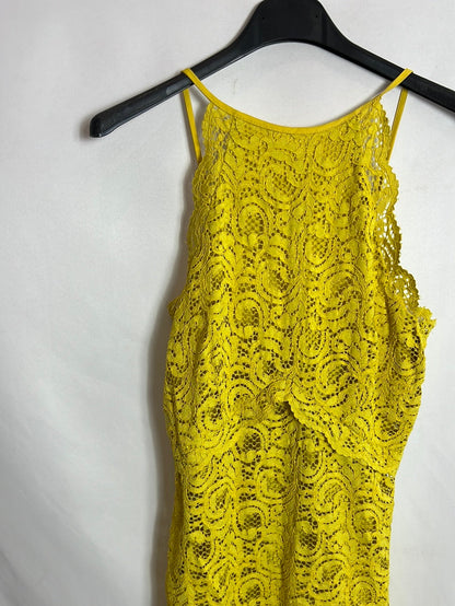 ZARA. Mustard lace midi dress. TS