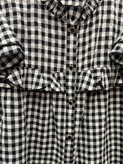 KILIBBI.Blusa cuadros volantes T.S/M