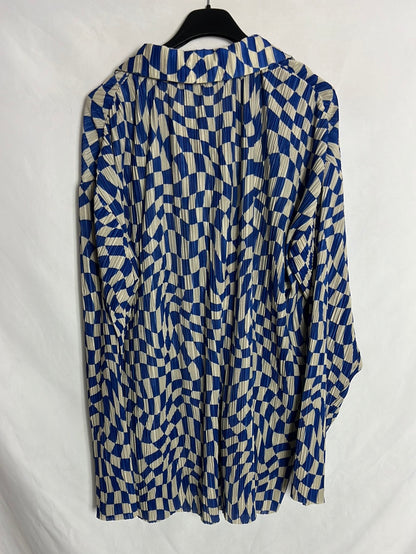 PULL&BEAR. Blusa azul y gris textura. T L