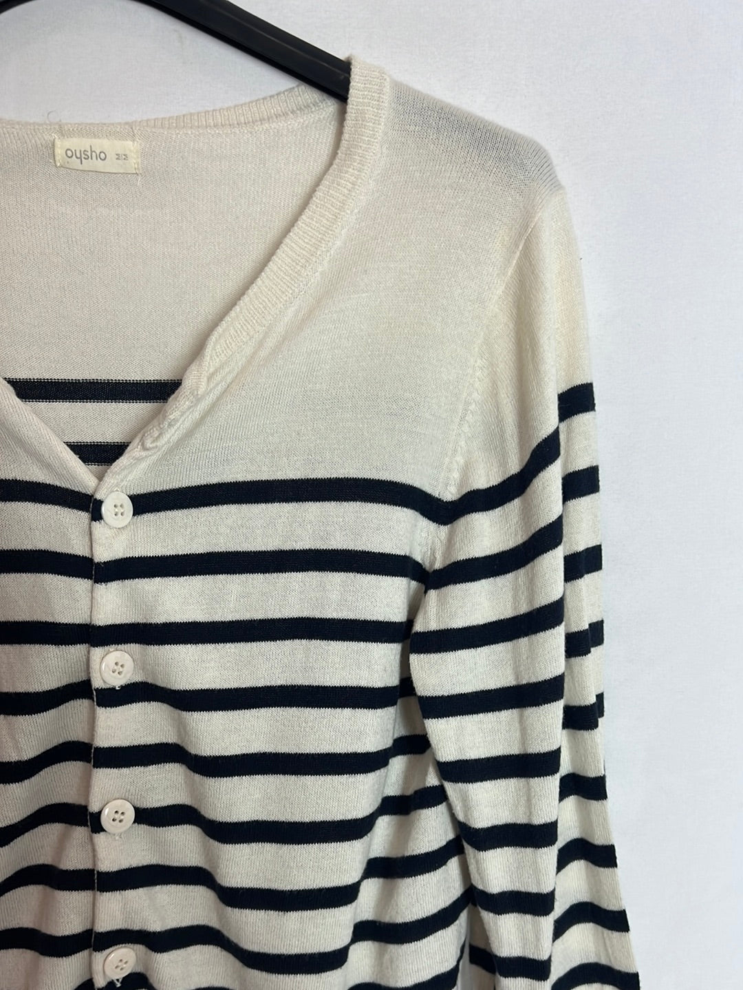 OYSHO. Cárdigan rayas azul y blanco. T M