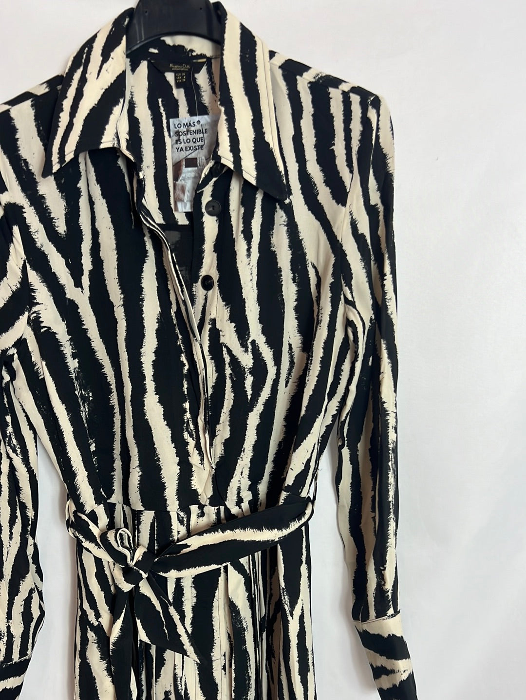 MASSIMO DUTTI. Printed shirt midi dress. Size 36